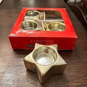 Silver Holiday Christmas Star Votive Holders